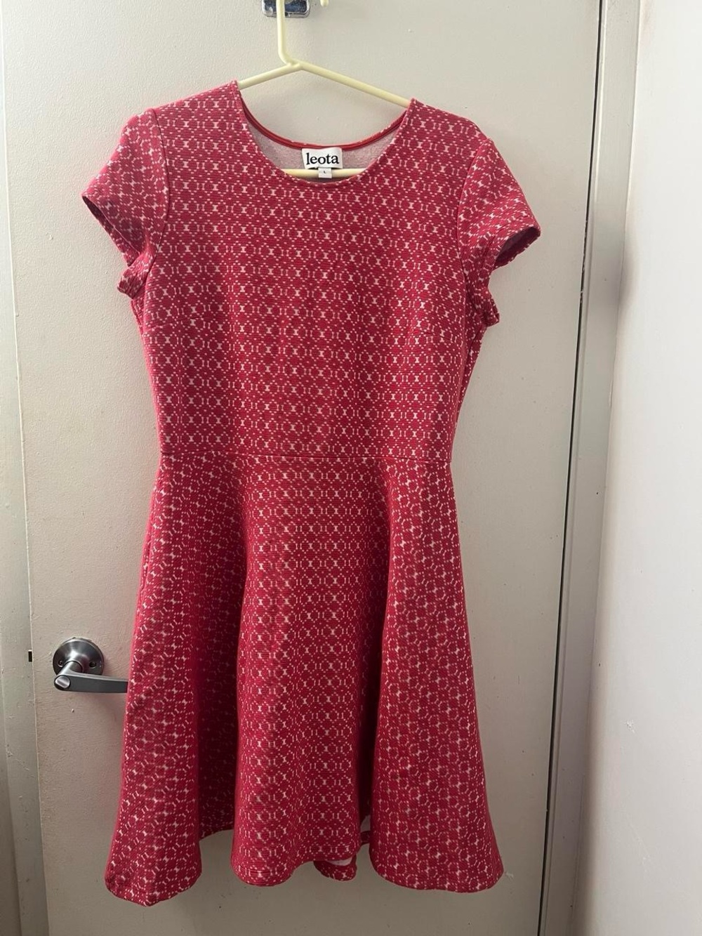 Leota Raspberry-Pink Short Sleeve Fit-and-Flare Dress